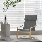 Fauteuil de salon, fauteuil chambre avec accoudoirs incurvés, coussin, tissu aspect lin, 65 x 79 x 98 cm, gris