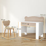 Bureau enfant avec chaise, table enfant et chaise avec tiroir et large plateau, 80 x 41 x 74,5 cm, bois naturel