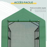 Serre de jardin serre d'hivernage avec étagères 3 niveaux porte enroulable tube en acier 244 x 180 x 210 cm vert