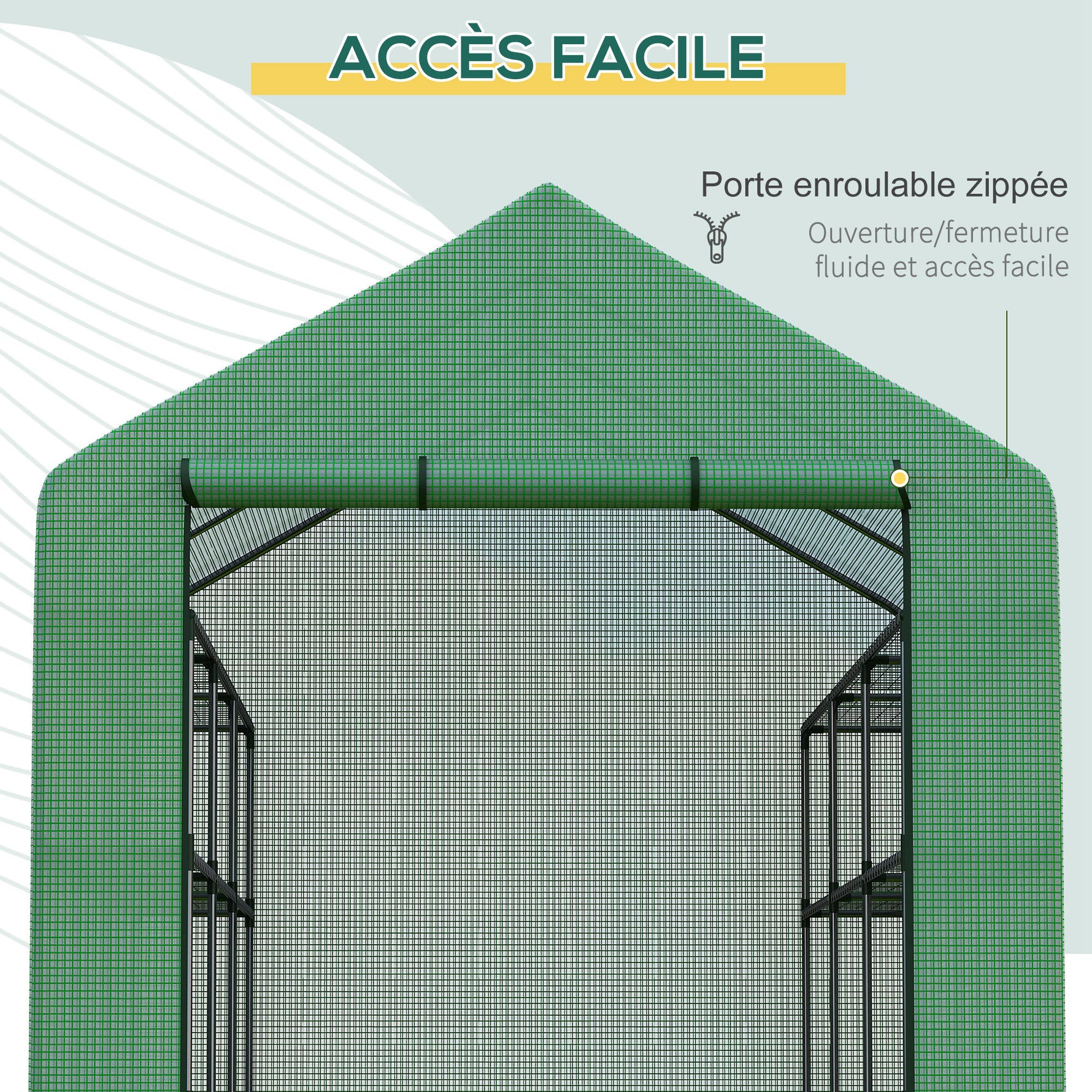 Serre de jardin serre d'hivernage avec étagères 3 niveaux porte enroulable tube en acier 244 x 180 x 210 cm vert