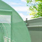 Serre de Jardin Tunnel Surface Sol 7m² 3,5L x 2l x 2H m châssis Tubulaire renforcé Porte zippée 6 fenêtres enroulables Vert