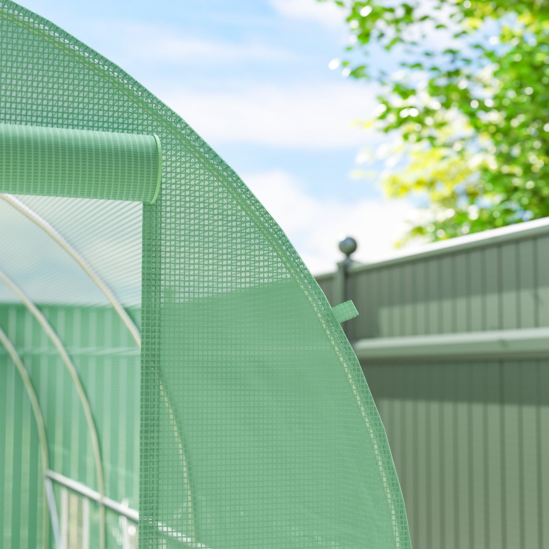 Serre de Jardin Tunnel Surface Sol 7m² 3,5L x 2l x 2H m châssis Tubulaire renforcé Porte zippée 6 fenêtres enroulables Vert