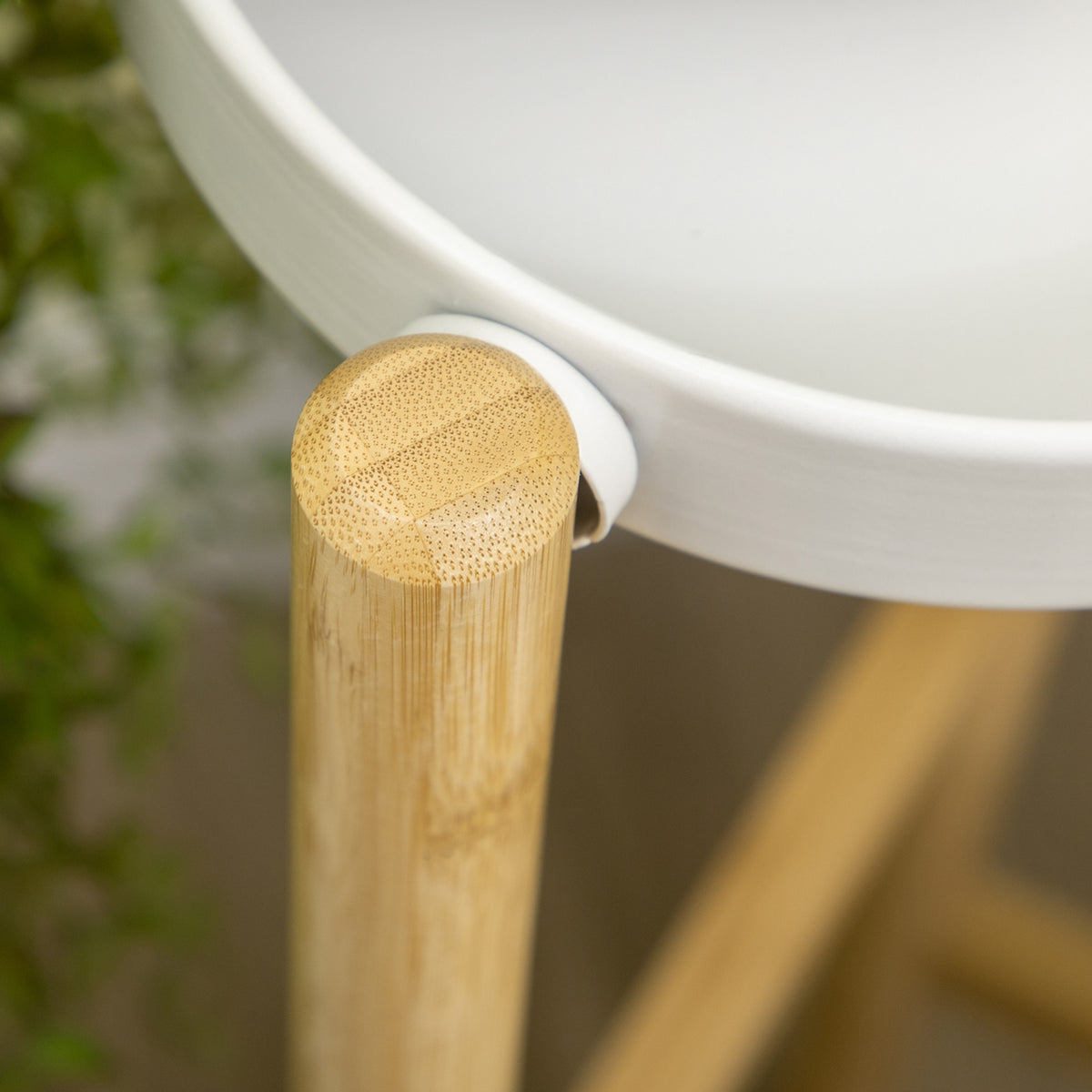 Support pour plantes étagère à fleurs à 4 niveaux en bambou et métal pour extérieur intérieur 28 x 28 x 80 cm blanc