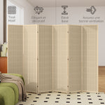 Paravent en bois séparateur de pièce closion de séparation pliable 6 panneaux 270 x 180 cm bois naturel