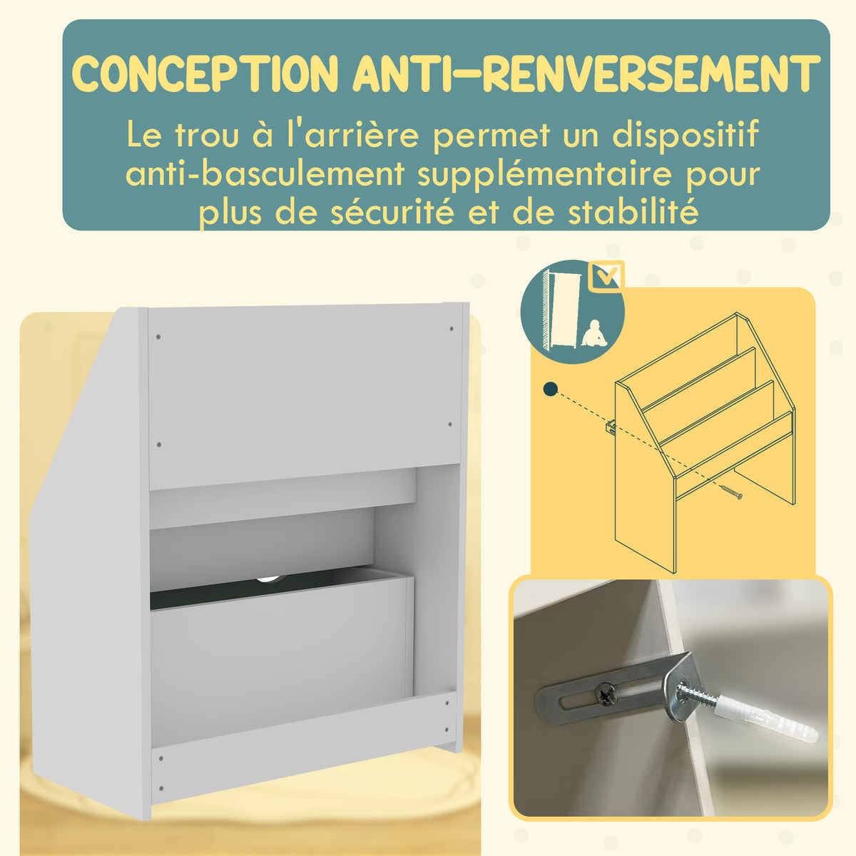 Haurrentzako liburutegia, biltegiratze anitzekoa, 3 apalategi eta tiradera batekin, 62,5 Lu x 30 Za x 70 G cm, berdea