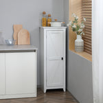 Armadietto da appoggio credenza cucina mobiletto multiuso per bagno salvaspazio stile classico con 2 ripiani regolabili - Altezza 120 cm in legno bianco
