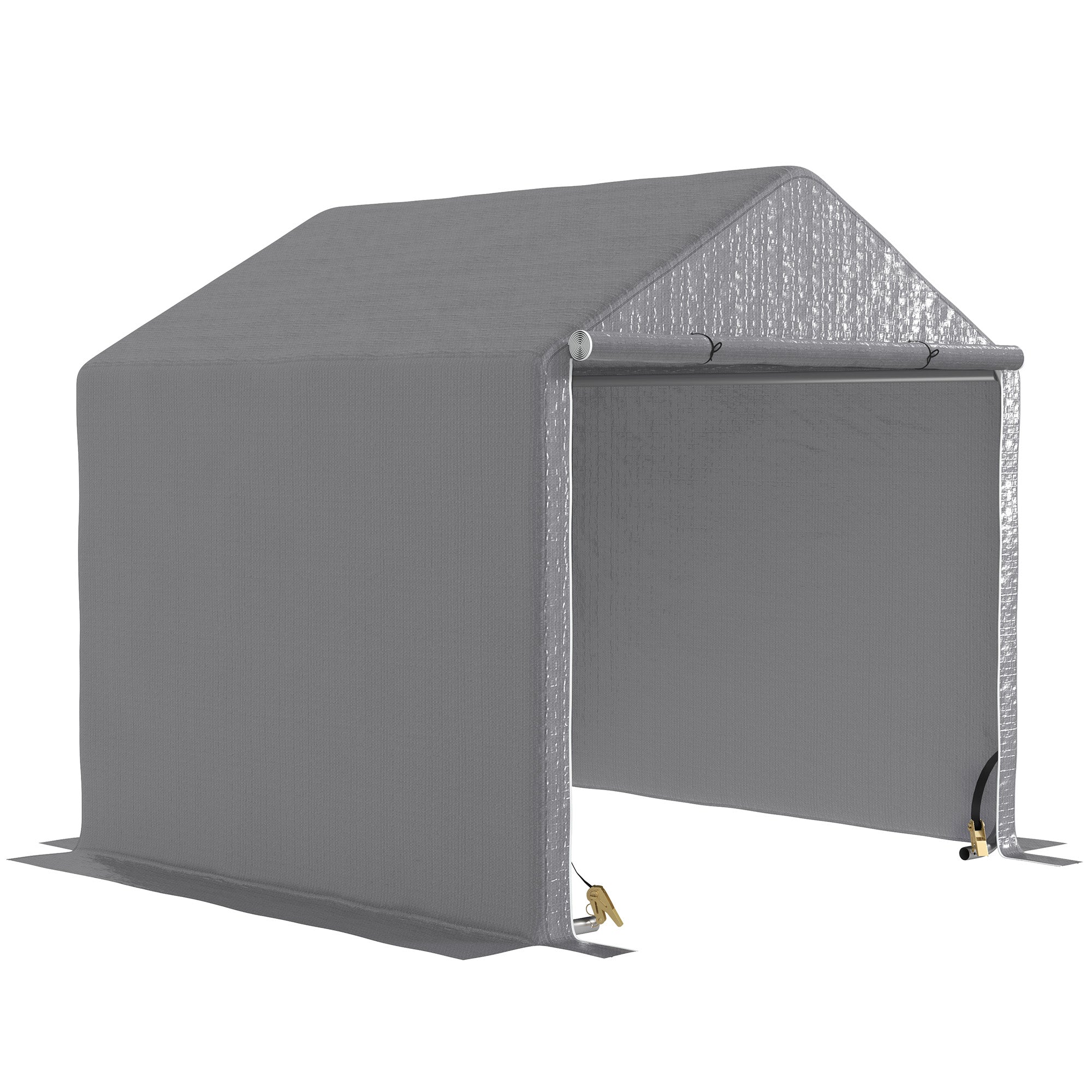 Abri de jardin 2 x 2 x 2 m abri vélo extérieur avec cadre en acier galvanisé, imperméable et résistant aux UV - gris