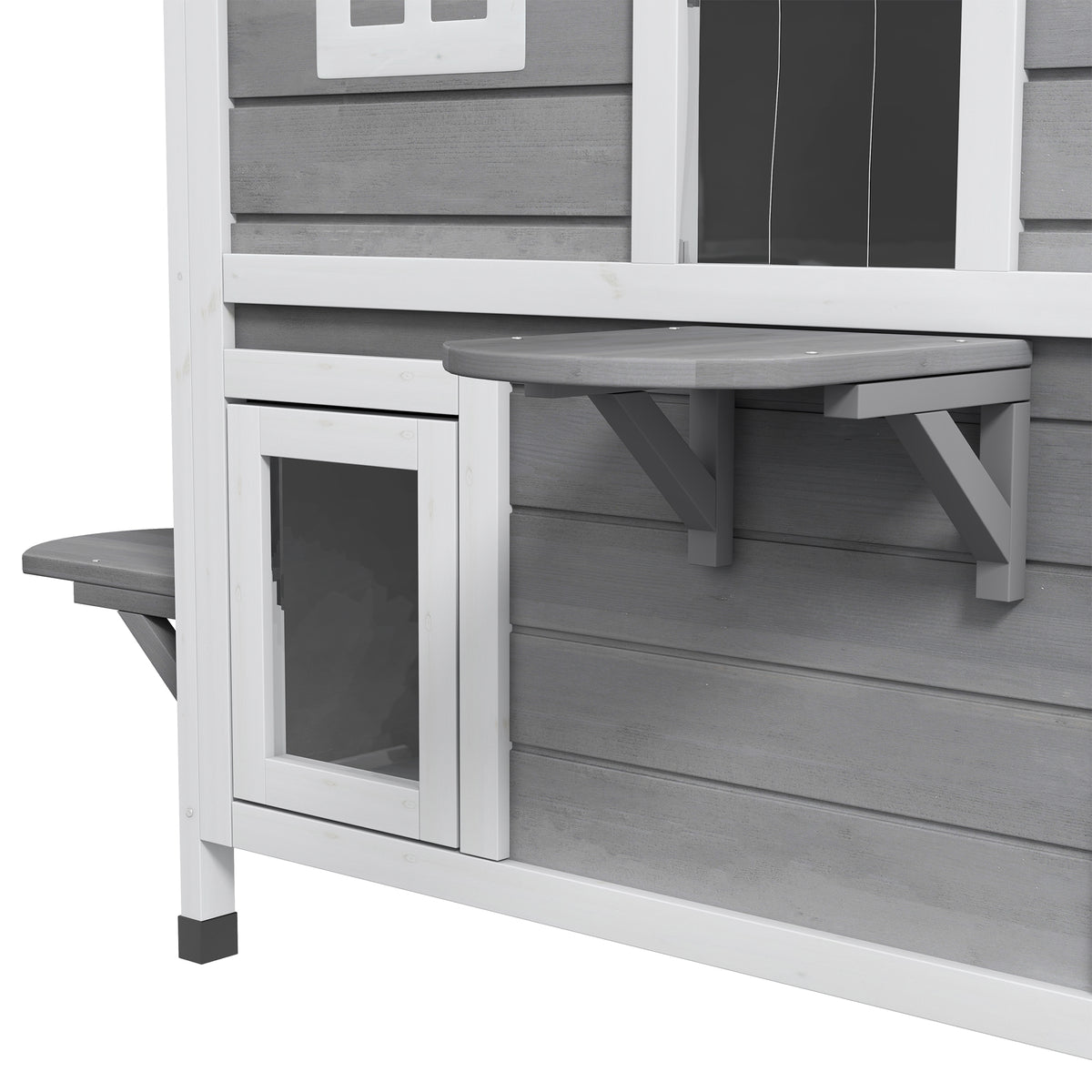 Maison Extérieur pour Chat Abri Extérieur en Bois pour Chats Errants 2 Étages Toit Ouvrant Bitumé 99,5x76x91cm Gris