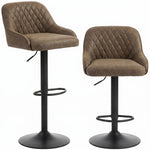 Lot de 2 Tabourets de Bar, Tabourets Hauts Cuisine avec Siège Pivotant et Hauteur Réglable, Marron Foncé