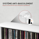 Rangements pour CD et DVD avec 8 compartiments et 6 étagères réglables, capacité max. 360 CD/185 DVD et Blu-ray, blanc