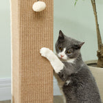 Griffoir pour chat poteau griffoir chat en sisal et peluche, boule suspendue base stable 41 x 41 x 81 cm beige