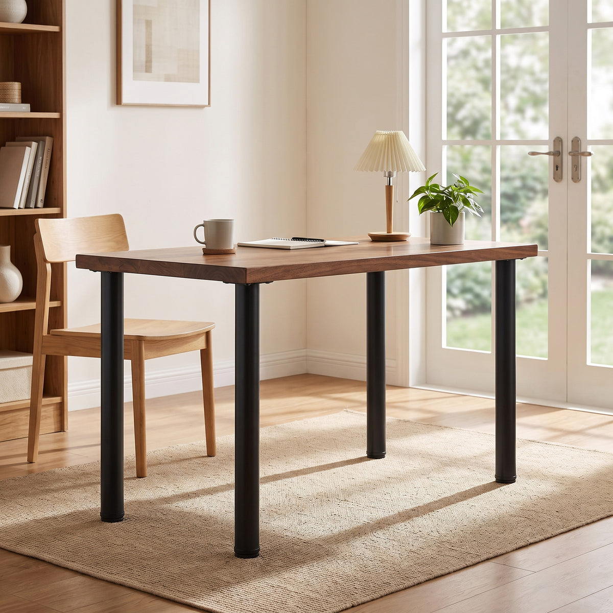 Set di 4 gambe per tavolo in metallo, stile industriale, con viti autofilettanti e piedini regolabili, 73 x 6 x 6 cm, nero