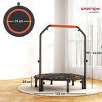 Trampoline de fitness gymnastique avec poignée réglable, pliable, 6 pieds, 28 ressorts Ø 102 cm, noir rouge