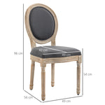 Lot de 2 Chaises de Salle à Manger, Chaises Médaillon Style Louis XVI, Assise et Dossier Rembourrés en Effet Lin, Gris