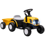 Trattore Elettrico per Bambini 6V con Rimorchio Rimovibile, Auto Elettrica per Bambini, Batteria al Litio, 1-3 anni, Giallo