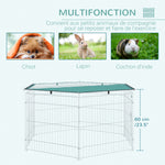 Parc pour chien, enclos chien 6 panneaux avec toit, modulable et pliable, enclos portable 60H cm avec porte, clôture pour chat, chiens de petit taille, intérieur et extérieur, argent, vert