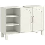 Meuble sous lavabo meuble de salle de bain avec placard à deux niveaux étagères réglables 90l x 30P x 63H cm crème