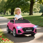 Voiture électrique enfants, véhicule électrique 12V avec télécommande 2,4G, phares, musique, klaxon, port USB, MP3, rose