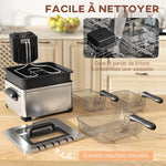 Friteuse 5 litres avec température et minuterie réglables 2000 W panier à huile amovible et fenêtre de visualisation