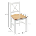 Lot de 4 chaises de salle à manger en bois massif chaise de cuisine esprit campagne dossier croisé blanc et chêne