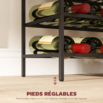 Étagère à vin rack pour bouteilles range-bouteilles capacité 54 bouteilles dim. 63L x 25l x 91H cm métal noir
