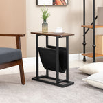 Tavolino da divano con portariviste struttura in acciaio design industriale 49 x 19 x 55 cm nero marrone scuro