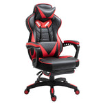 Chaise gaming Ergonomique, Fauteuil de Bureau confortable avec Repose-Pied, Appuie-Tête et coussin lombaire, Hauteur Réglable, noir et rouge