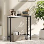 Console meuble 75 cm, table console plateaux en effet marbre, cadre en métal, style moderne blanc et noir