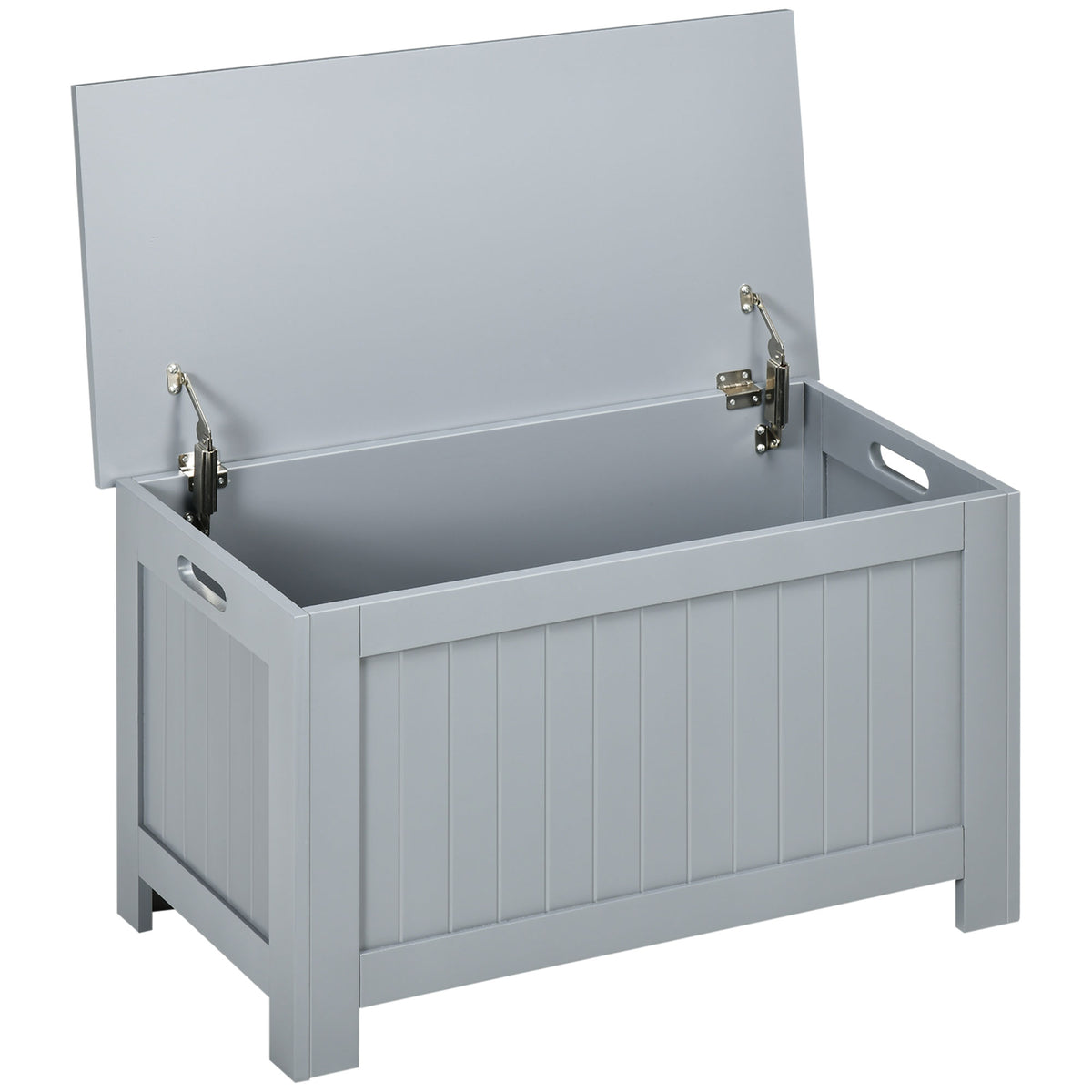 Storage chest with safety hinges wooden storage box toy chest flip-top lid grey