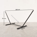 Support Pied de hamac Structure Robuste métal époxy Noir 3,60 x 0,92 x 1,12 m, Compatible Hamacs de 3,3 à 3,6 m