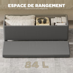 Banc de rangement bout de lit en velours côtelé avec couvercle, pour salon, chambre, entrée, 112 x 42 x 40 cm, gris