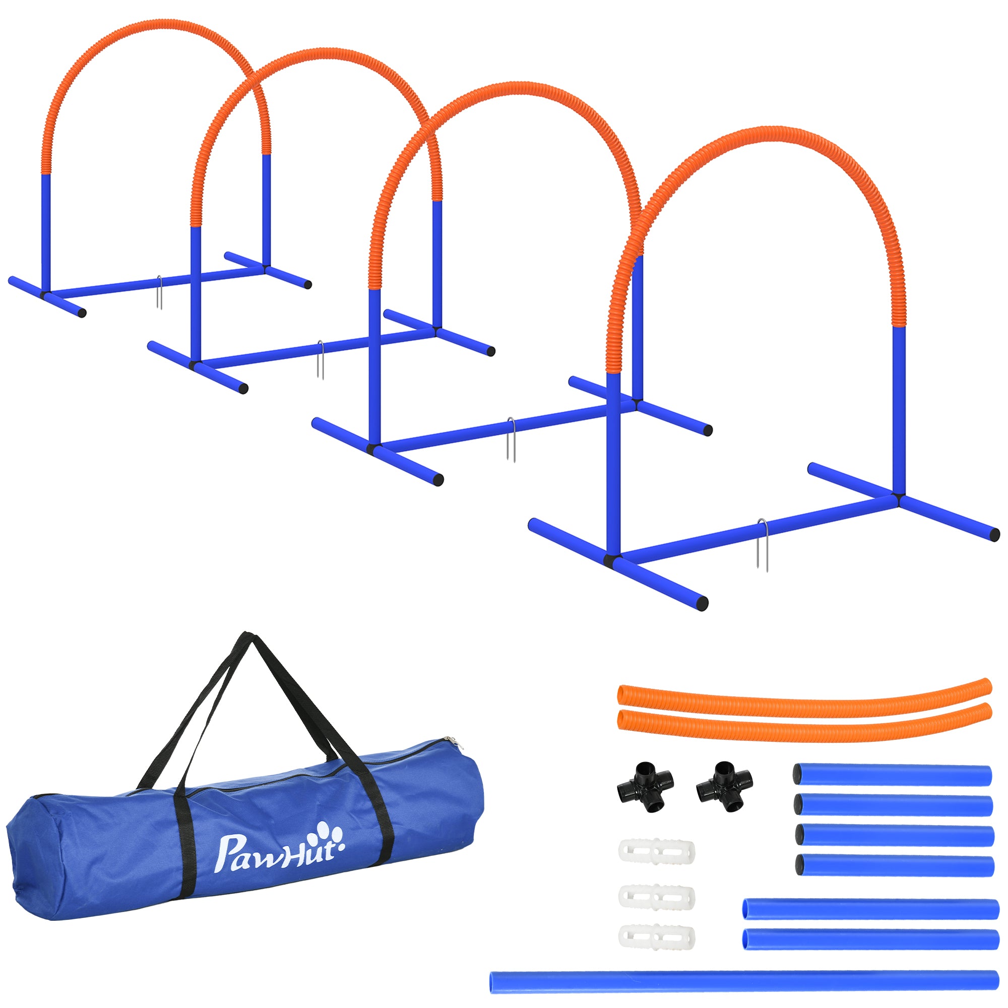 Hondenbehendigheidsset hondenbehendigheidsset draagtas 88 x 64 x 95 cm blauw en oranje