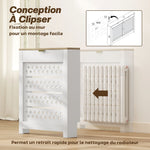Couvercle de radiateur, cache radiateur avec placard rabattable et étagère supérieur, 78 x 19 x 95,5 cm, blanc
