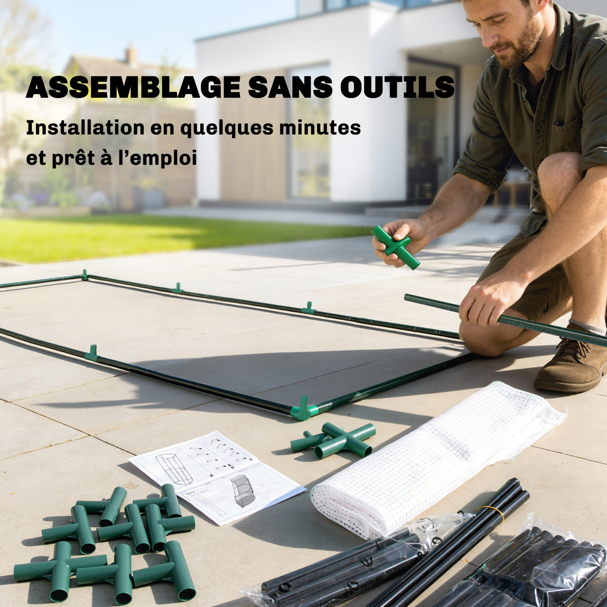 Serre de jardin mini serre serre à tomates 2 x 1 x 0,8 m porte zippée bâche PE acier blanc