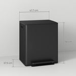 Poubelle de cuisine 2 compartiments de 2 x 25L, acier inoxydable, couvercle à fermeture douce, 47,7x37,5x56cm, noir