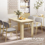 Table à manger table de cuisine design moderne avec grand plateau 2-4 personnes en bois dim. 120L x 69l x 75H cm chêne