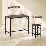 Ensemble table de bar industriel + 4 tabourets repose-pieds en bois couleur chêne cadre en métal noir