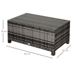 Table Basse de Jardin Plateau Verre trempé 5 mm rotin tressé 85 x 50 x 39cm Max. 70 kg gris