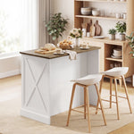 Îlot central cuisine, buffet cuisine, meuble de rangement avec 2 tiroirs 2 portes coulissantes, étagère réglable, blanc
