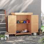 Armoire de Jardin sur Pied Double Porte étagère et Toit bitumé relevable dim. 74L x 43l x 88H cm Bois Massif de Sapin