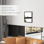 Miroir mural carré 50 x 50 cm, cadre en bois noir, idéal pour la salle de bain, salon ou chambre