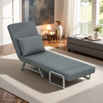 Sillón convertible individual, sillón cama plegable acolchado de lino con respaldo ajustable, cojín, gris oscuro