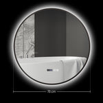 Miroir de salle de bain rond avec éclairage LED, intensité variable, fonction anti-buée, interrupteur tactile, noir