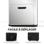 Poubelle rectangulaire à pédale poubelle cuisine 3 compartiments fermeture douce acier inox 45,7 x 35,8 x 76 cm argent