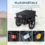 Remorque vélo remorque de transport pour vélo 144L x 59l x 80H cm barre d'attelage universelle acier noir