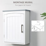Meuble wc suspendu armoire à pharmacie murale armoire salle de bain rangement avec porte et étagère réglable - 41 x 18,5 x 52 cm - MDF - blanc