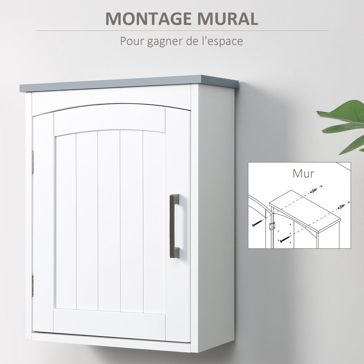 Meuble wc suspendu armoire à pharmacie murale armoire salle de bain rangement avec porte et étagère réglable - 41 x 18,5 x 52 cm - MDF - blanc