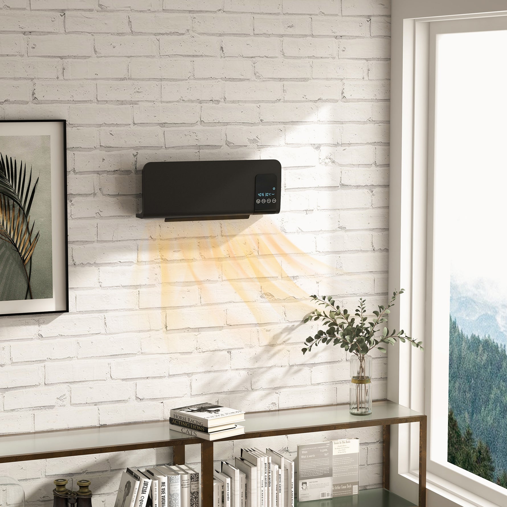 Radiateur soufflant mural chauffage céramique PTC - 1000 W / 2000 W oscillation minuterie avec télécommande noir