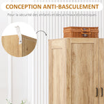 Armoire à vêtements armoire de rangement 2 portes et 2 tiroirs avec tringle - 80 x 54 x 180 cm