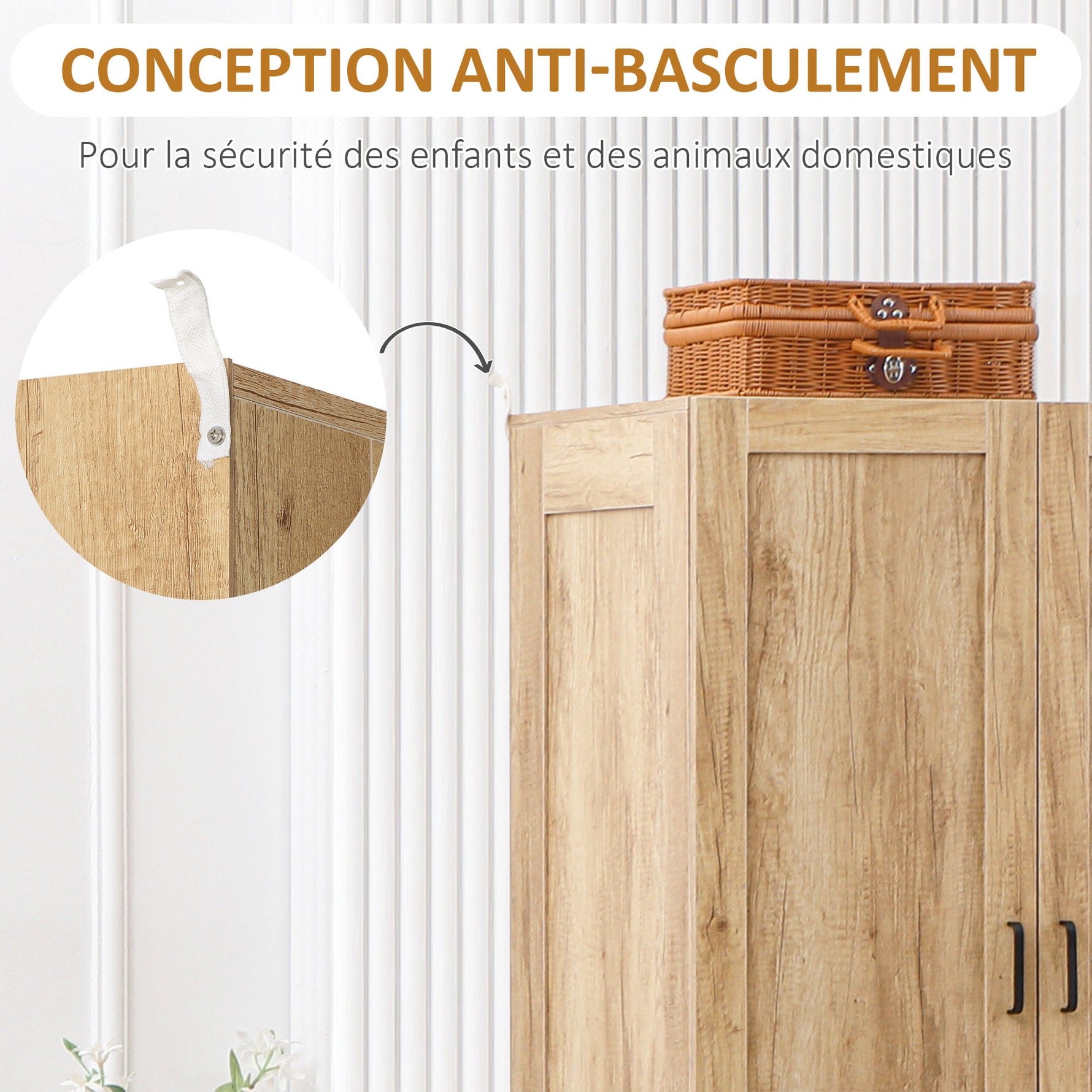 Armoire à vêtements armoire de rangement 2 portes et 2 tiroirs avec tringle - 80 x 54 x 180 cm